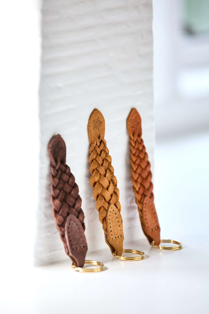 Parnassus Pleated Keyring Coniston Copper and Ullswater Brown Suede and Coniston Copper Full Grain